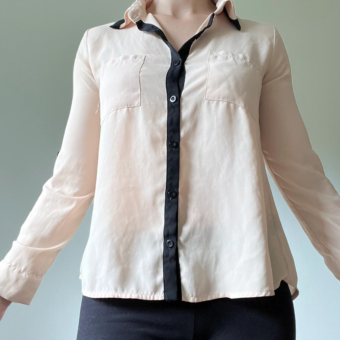 Beige and black blouse SMALL - 91