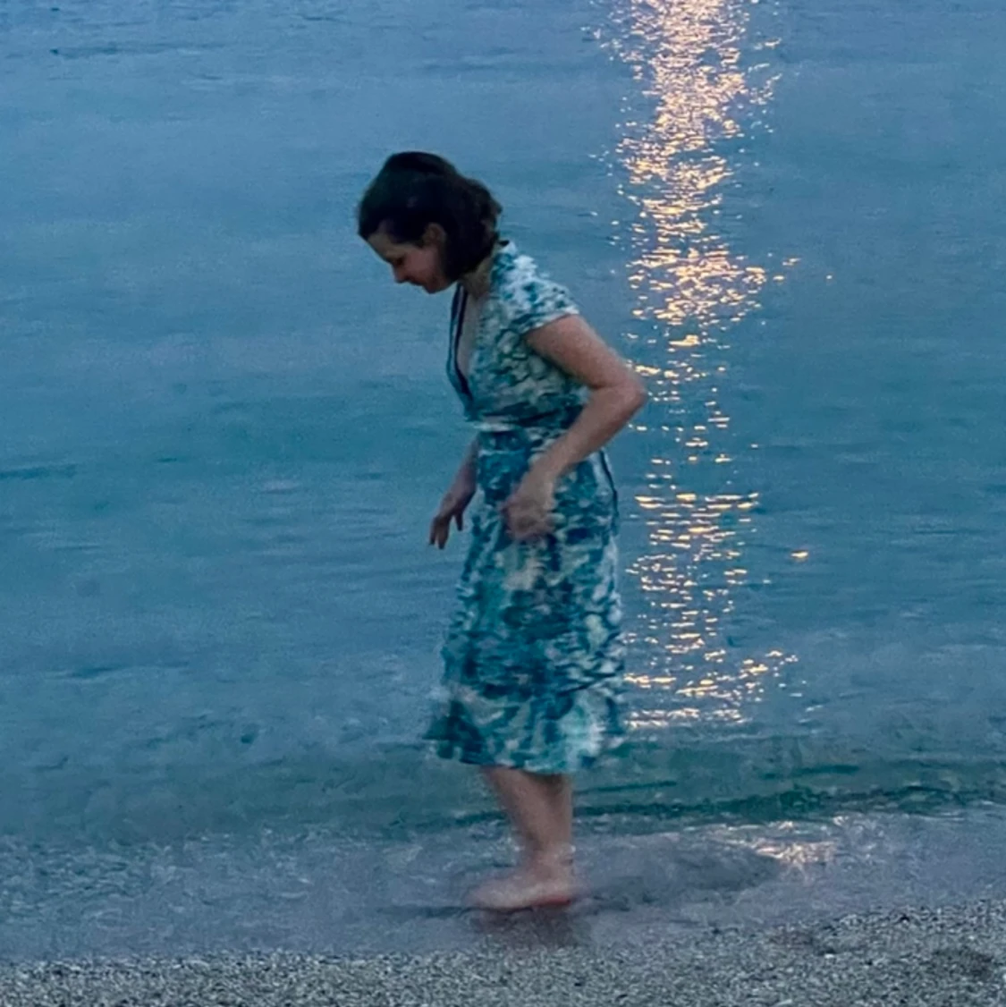 Floral Blue Designer Wrap Dress Size Small