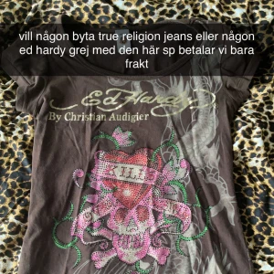 ed hardy  - skit snygg ed hardy tröja som jag tänker byta med några true religon jeans eller någon ed hardy klädes plagg eller någon y2k grej😈💋storlek xl men den e mer som s