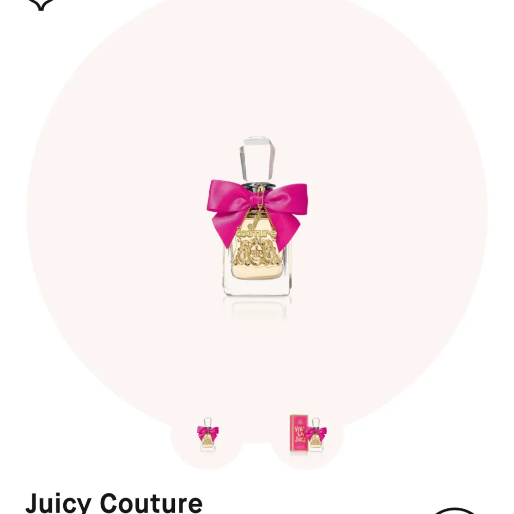 Parfym från Juicy Couture  Nypris: runt 700kr  Flaskan har inga tecken på användning men jag har använt ungefär 1/3 - uppskattar att det är ungefär 30 ml kvar.  Säljer den pga att jag inte får någon användning av den och jag hoppas att någon annan kan få . Parfym.
