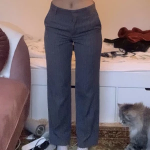 Kritstrecksrandiga kostymbyxor - Endast provade.