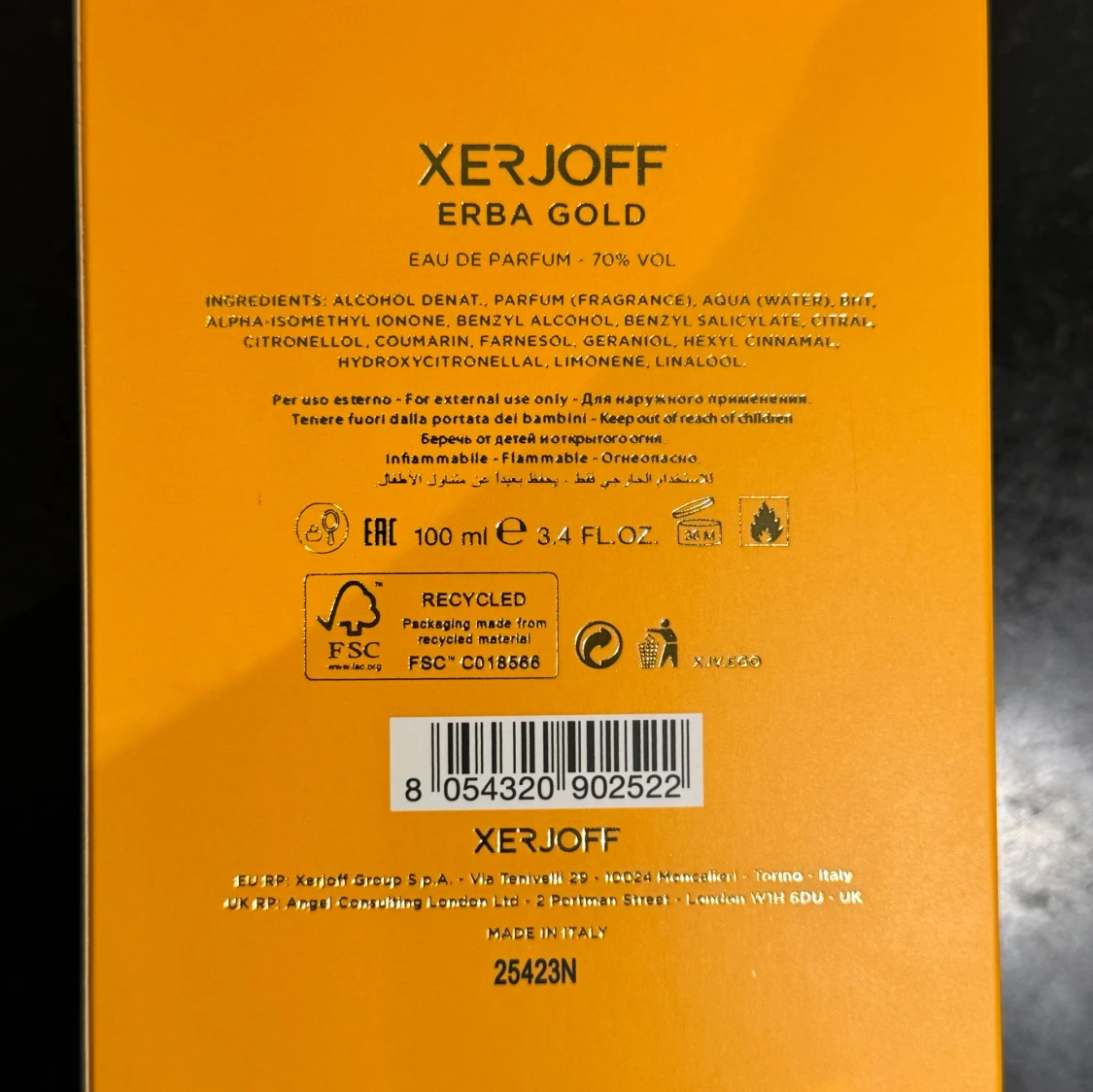 Xerjoff Erba Gold 100ml EDP - Oöppnad med låda - 4