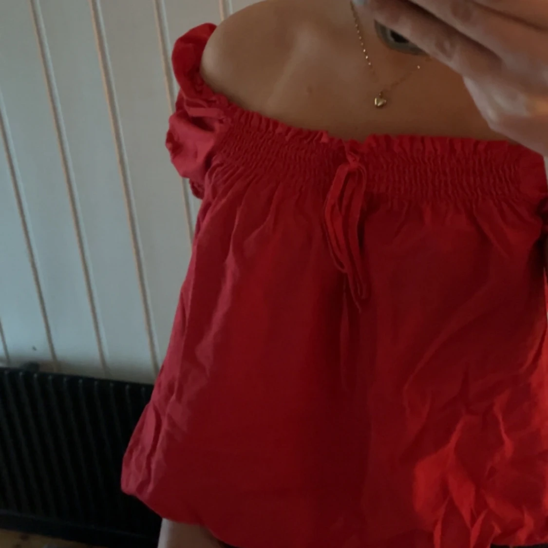 Röd offshoulder topp från H&M Divided - 4