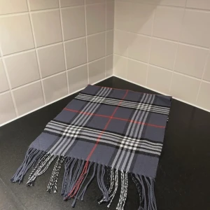 Blårutig halsduk - Snygg halsduk i blått med klassiskt rutmönster i vitt, svart och röda linjer. Halsduken har långa fransar i ändarna och är perfekt för att ge din outfit en stilren touch. Passar lika bra till jacka som kappa. Perfekt för dig som vill fräscha upp din outfit för sommaren ❤️✅💤👾