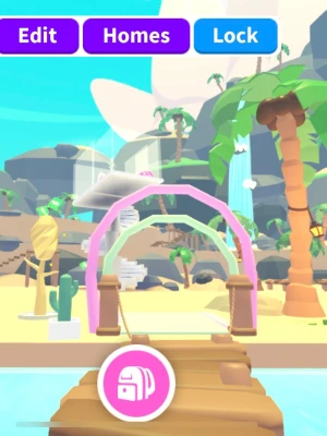 Säljer Adopt me Beach house💕🏝️ - Säljer en färgglad virtuell strandmiljö från spelet Adopt Me med palmer, vattenfall, brygga och strandstolar. Miljön har tecknad stil med pastellfärger och detaljer som parasoll, kaktus och portaler. Perfekt för dig som gillar digitala världar och Roblox. 💕🌊🏝️