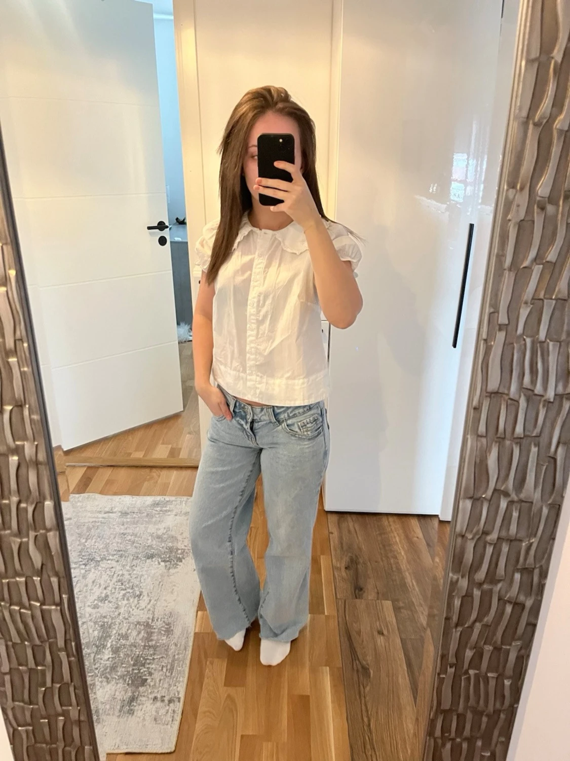 Ljusblå raka jeans med låg midja - 2