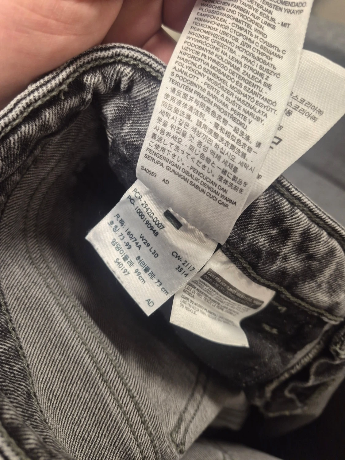 Grå Levi's Line 8 jeans med rå kant W29 L30 - 4