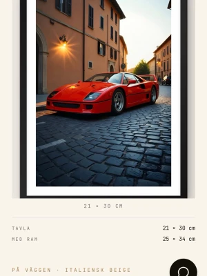 Eighties Red Supercar - Gillar du bilar? Här är en poster gjort på (170 GSM MATTPAPPER). Postern kommer med eller utan träram i olika färger samt olika storlekar vilket gör att priset varieras. På Apollouf.com/ Finns även mycket mer på hemsidan/ Skriv i DM vid köp!!