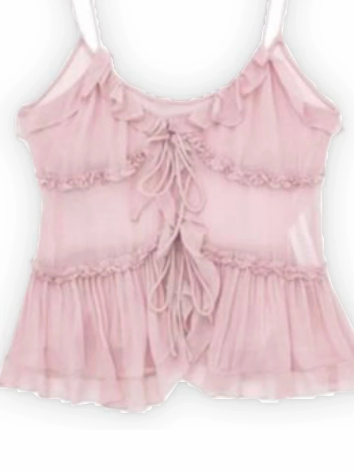 Rosa volangtop med snörning