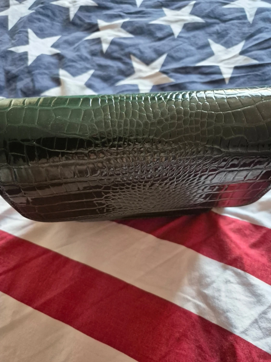 Grön croco-mönstrad handväska - 4