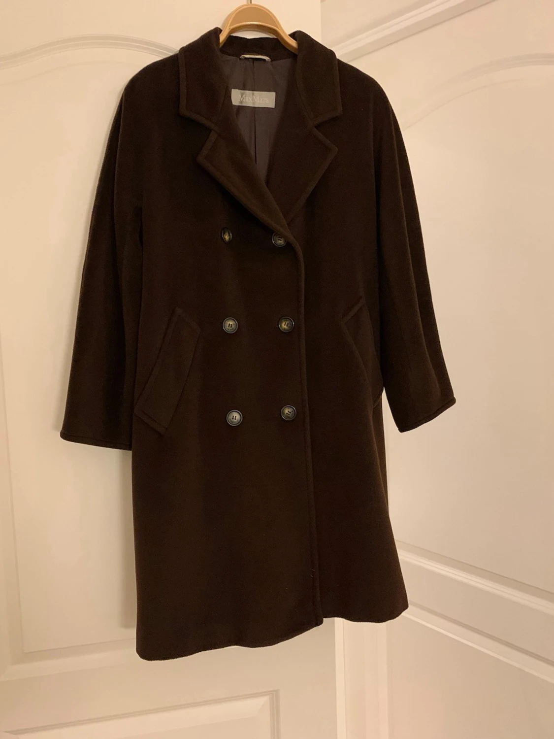Mörkbrun vintage kappa från MaxMara - 3