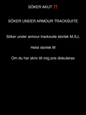 Under Armour tracksuit - Tracksuit från Under Armour, perfekt för träning eller chill. Snygg och sportig design, finns i flera storlekar. Materialet är troligtvis polyester eller en blandning som andas och är bekvämt vid aktivitet.