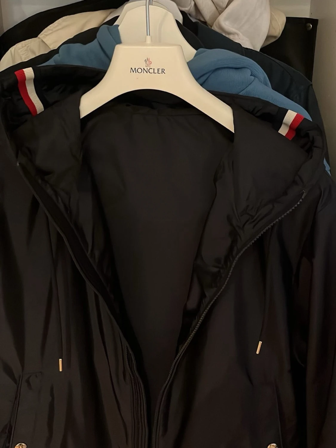 Navy Moncler vindjacka med huva - 1