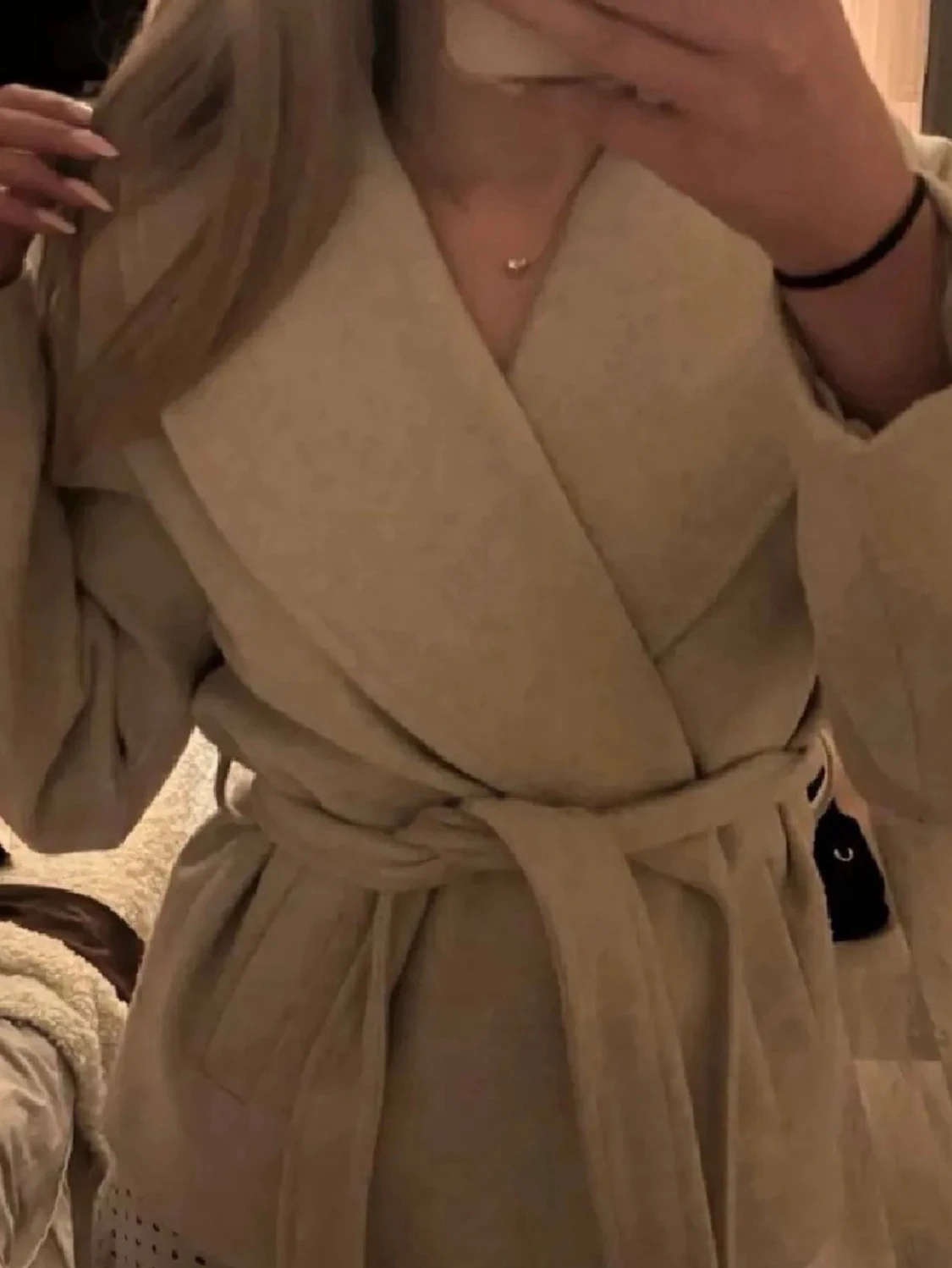 Beige kappa från Vero Moda med skärp - 2