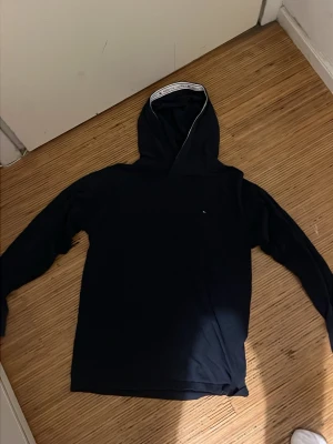 Blå hoodie från Tommy Hilfiger nypris 800kr  - Snygg blå tröja från Tommy Hilfiger säljer den för 150 kr 158 till 164 kan ha den!! 