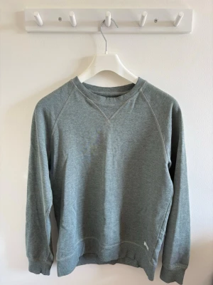 Herr grön sweatshirt  - En basic grön sweatshirt från Lager 157 i storlek S. Den har rund hals, raglanärmar och ribbade muddar. En fläck/defekt på sista bilden.