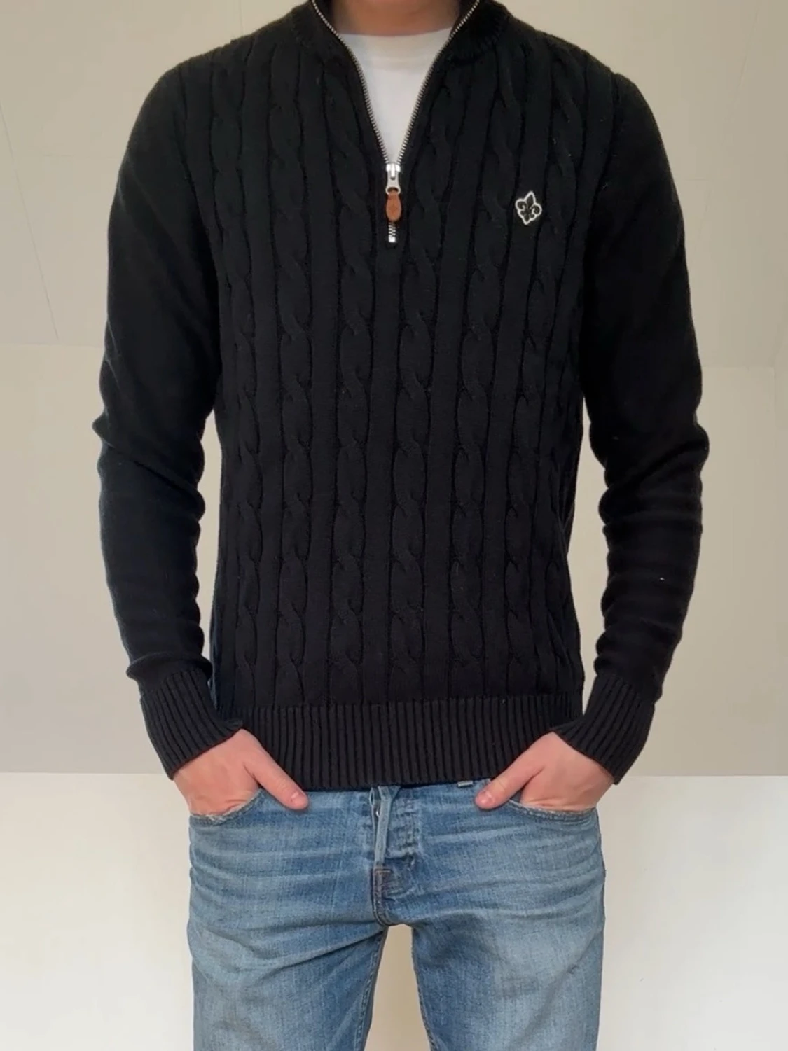 Morris Kabelstickad Half Zip