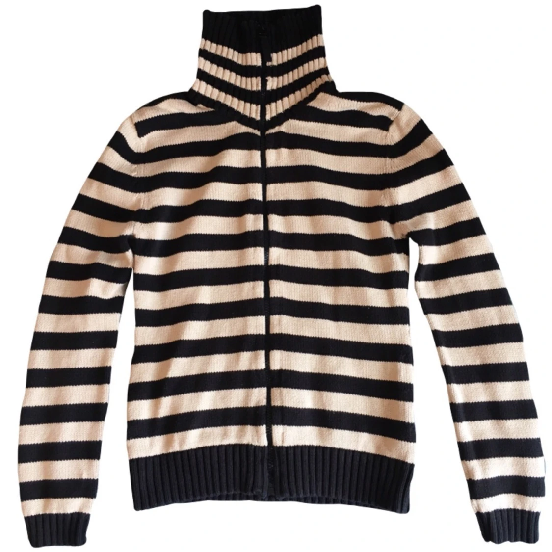 Vintage randig stickad kofta/ tröja/ polo, y2k/ cyber/ alt/ 2000s/ 00tal