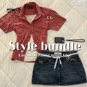 Style bundle, paket 1 - Vi är Rebelle UF och erbjuder personligt anpassade style bundles!   I detta paket erbjuder vi: en överdel en underdel  en accessoar   Om du funderar på att köpa kan du gärna skicka ett meddelande till oss här på plick eller på instagram (@rebelle.uf) där du skickar in dina inspirationsbilder samt storlekar och eventuella stilpreferenser! 🩷  Vi säljer dessutom enstaka plagg om du inte är intresserad av ett helt stilpaket men bara ett plagg, kika in på vår profil!🫶