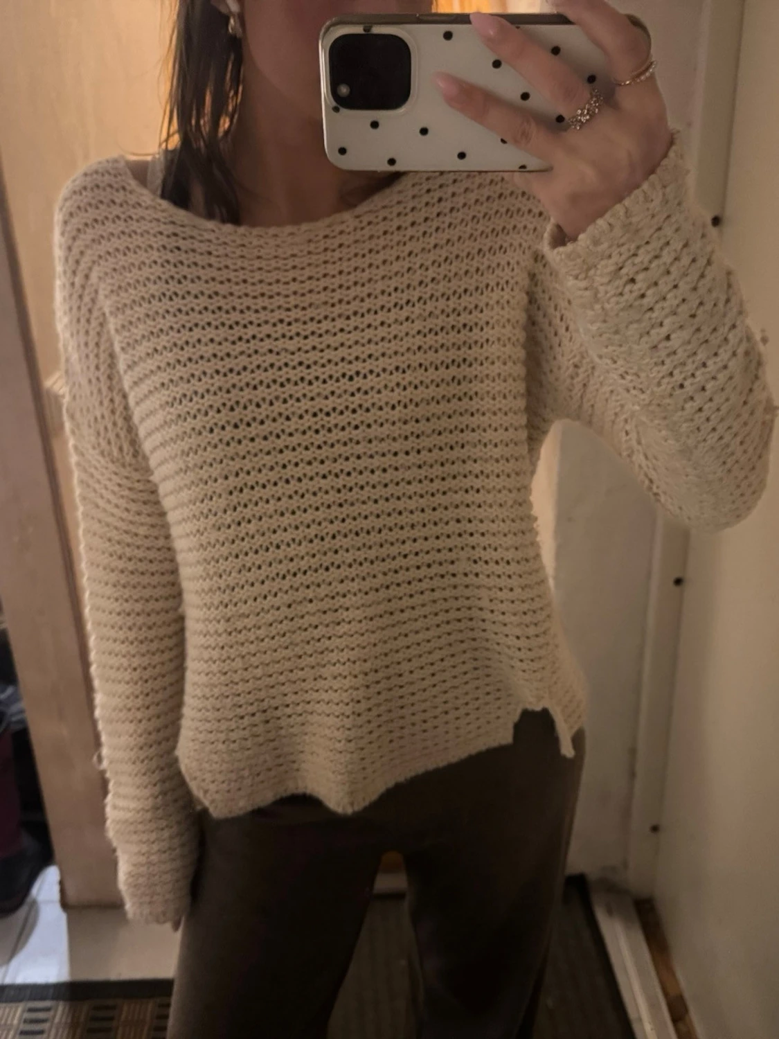 Beige oversized stickad tröja