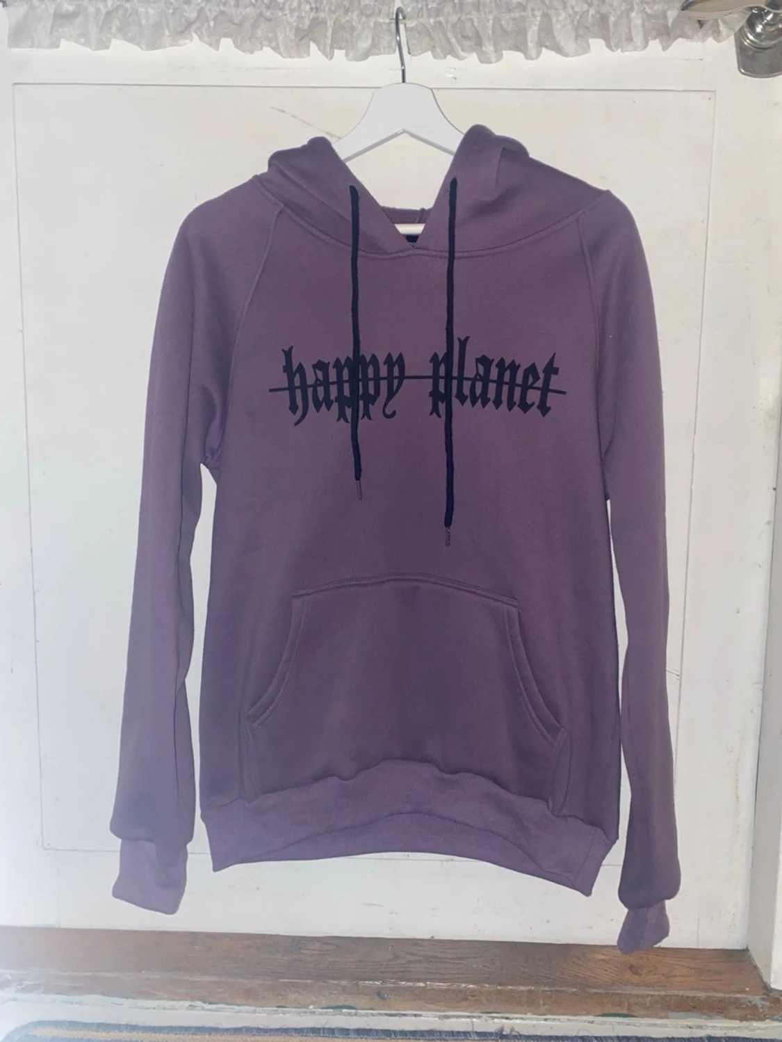 Lila hoodie med tryck - 1