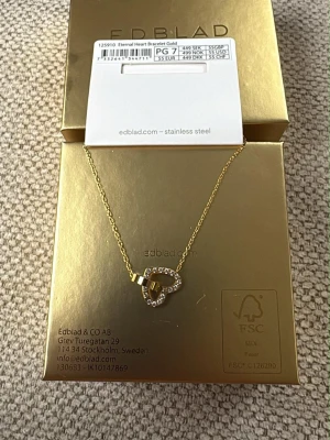 EdbLad guldarmband med hjärta - Snyggt armband från Edblad i guldtonat rostfritt stål med ett hjärthänge dekorerat med gnistrande pärlor. Kedjan är tunn och elegant, och hjärtat har en modern design som sticker ut. Perfekt accessoar för att lyfta din stil.