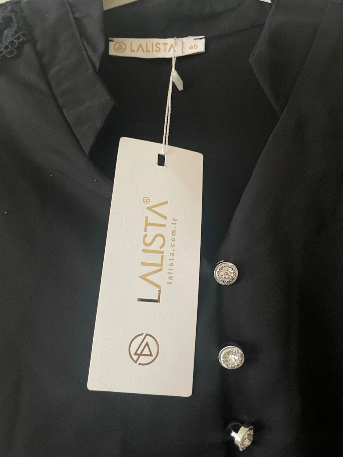 *NY*Svart finblus med spets från LaLista i stl 40, Presenttips  - 2