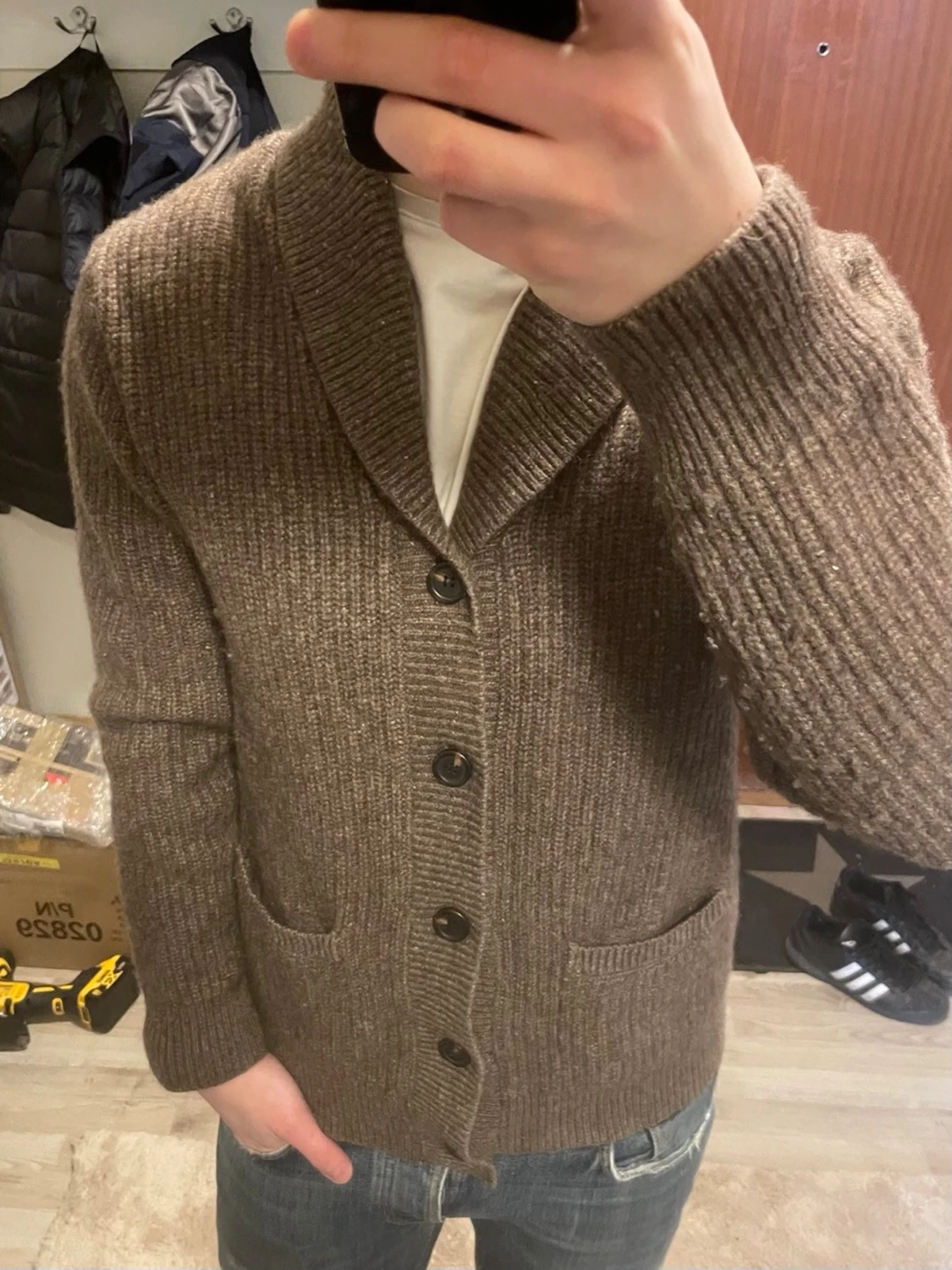 Brun stickad cardigan