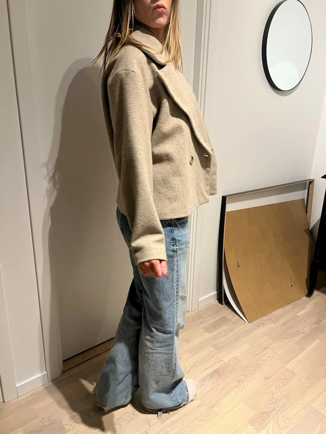 Beige croppad kavajjacka - 2