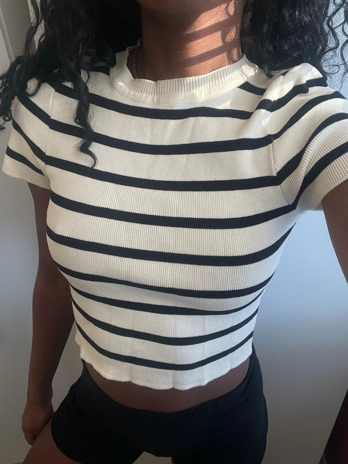 Randig croppad topp i bomull