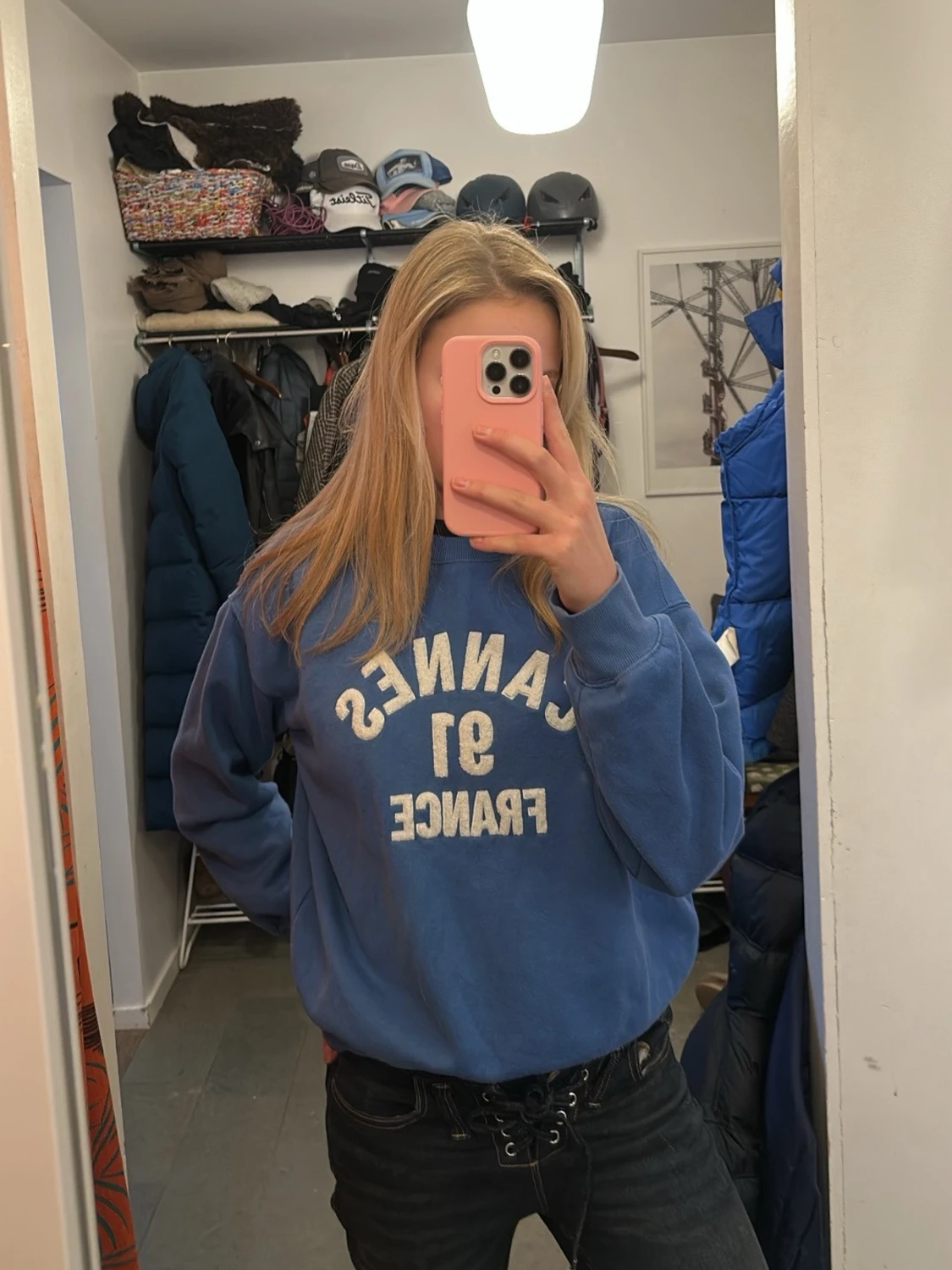 Blå sweatshirt Cannes 91 France