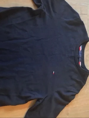 Tommy Hilfiger tröja - Tommy Hilfiger Tröja – svart (strl L) Stilren och klassisk svart T-shirt från Tommy Hilfiger. Diskret broderad logga på bröstet och originaldetaljer vid kragen. Perfekt basplagg som funkar till allt – jeans, chinos eller shorts. Skulle säga att den passar M bättre  ✔ Original Tommy Hilfiger ✔ Färg: Svart ✔ Storlek: L ✔ Skick: Mycket bra (hel och fräsch, inga hål eller fläckar) ✔ Bekväm passform och skön kvalitet  Säljs pga garderobsrensning. Snabb affär = bra pris 😊 Kan skickas eller mötas upp. 