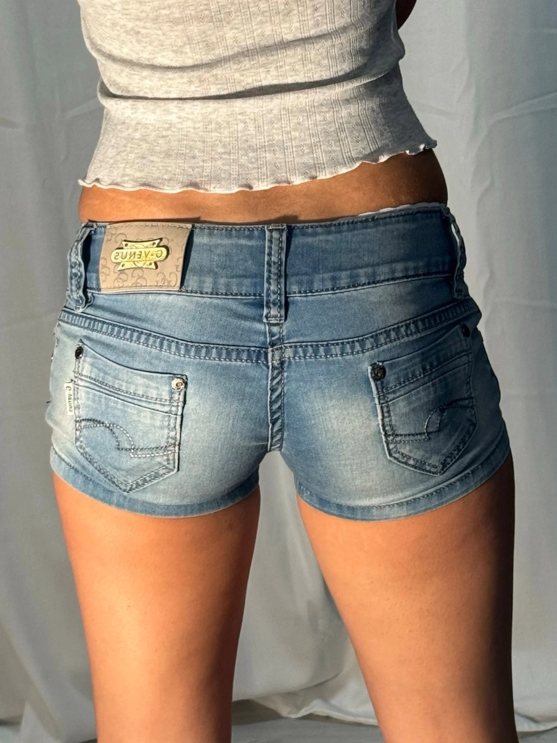 Lågmidjade jeansshorts  - 3