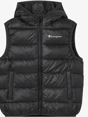 Svart dunväst från Champion - Snygg svart dunväst från Champion med huva och dragkedja framtill. Västen har två praktiska fickor och ett diskret Champion-logotyp på bröstet. Perfekt för lager-på-lager och håller dig varm under kyliga dagar. Tillverkad i glansigt material för en modern look. St 150-155