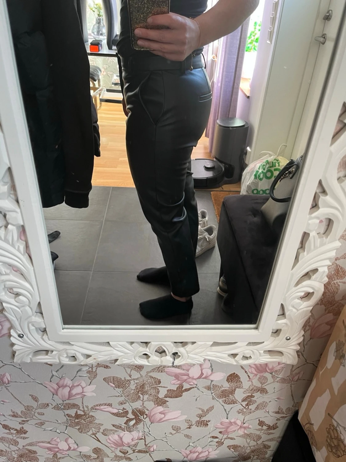 Svarta raka läderbyxor  - 2