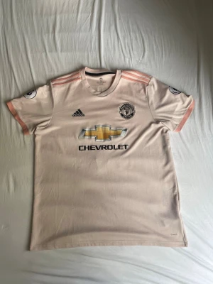 Manchester United Rashford tröja rosa - Snygg Manchester United matchtröja i ljusrosa med Rashford och nummer 10 på ryggen. Tröjan har korta ärmar, klubbmärke, Adidas-logga och Chevrolet som sponsor framtill. Tillverkad i lätt och ventilerande material, perfekt för fotbollsträning eller match.