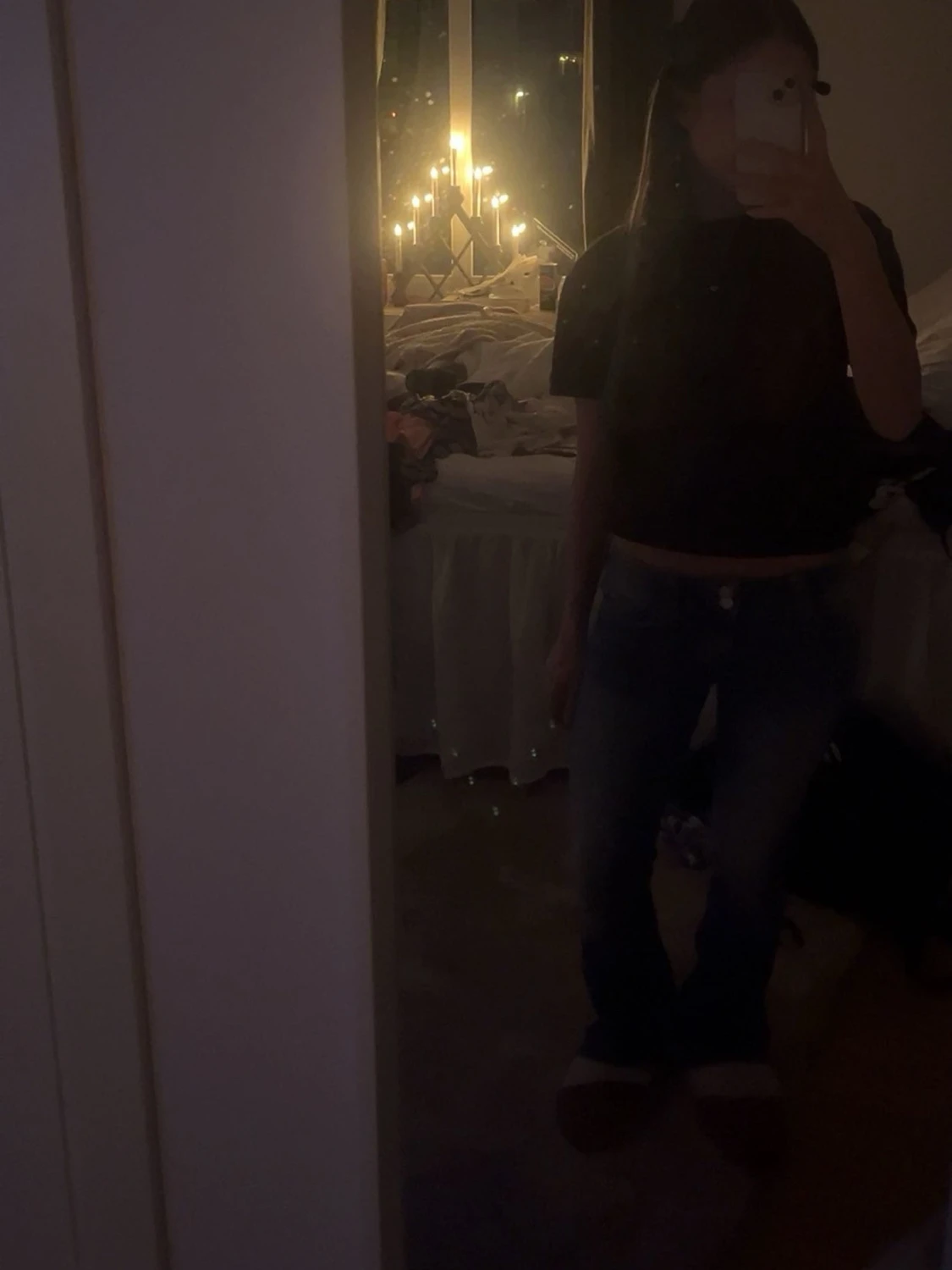 Blå bootcut jeans med låg midja - 1