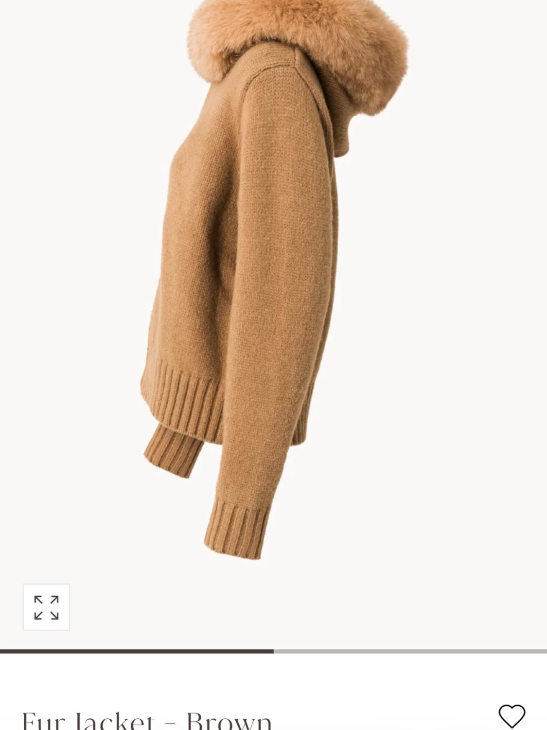 Alessa Brun stickad hoodie med äktapäls - 1