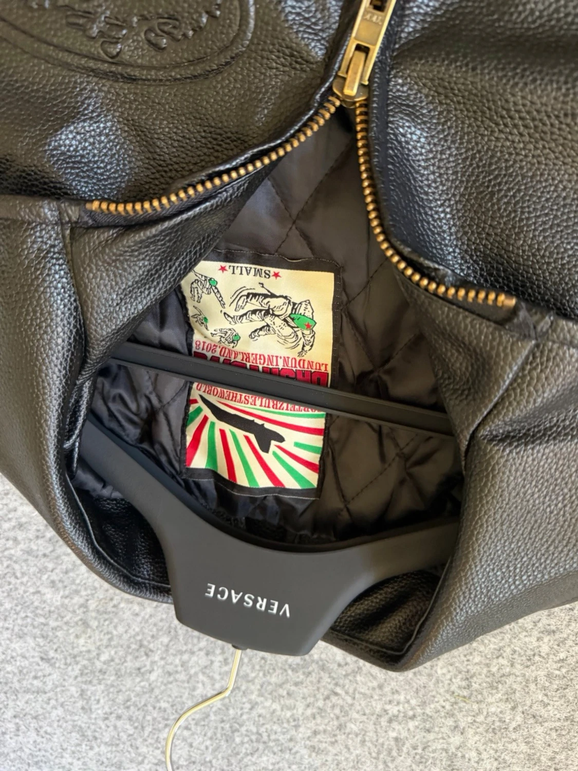 Corteiz Black leather bomber jacket - 4