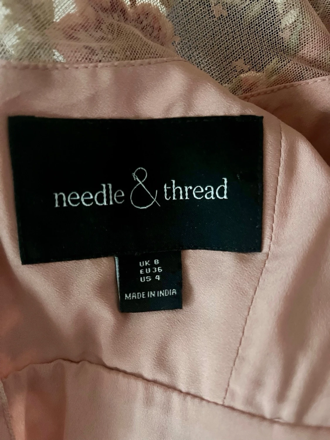 Rosa långklänning med blommig spets - 5