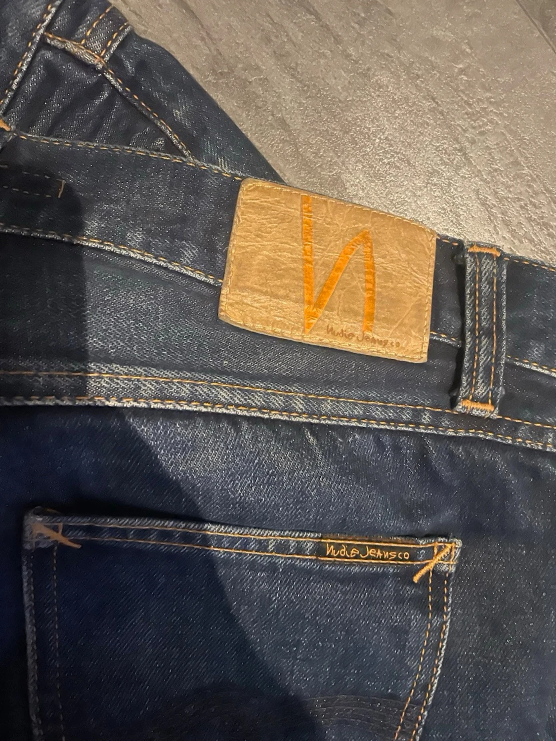 Mörkblå slim fit jeans - 3