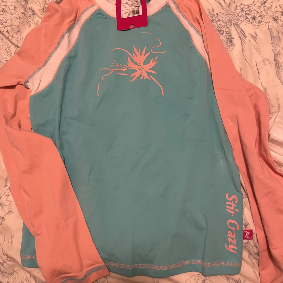 Turkos och aprikos långärmad tröja Carmel