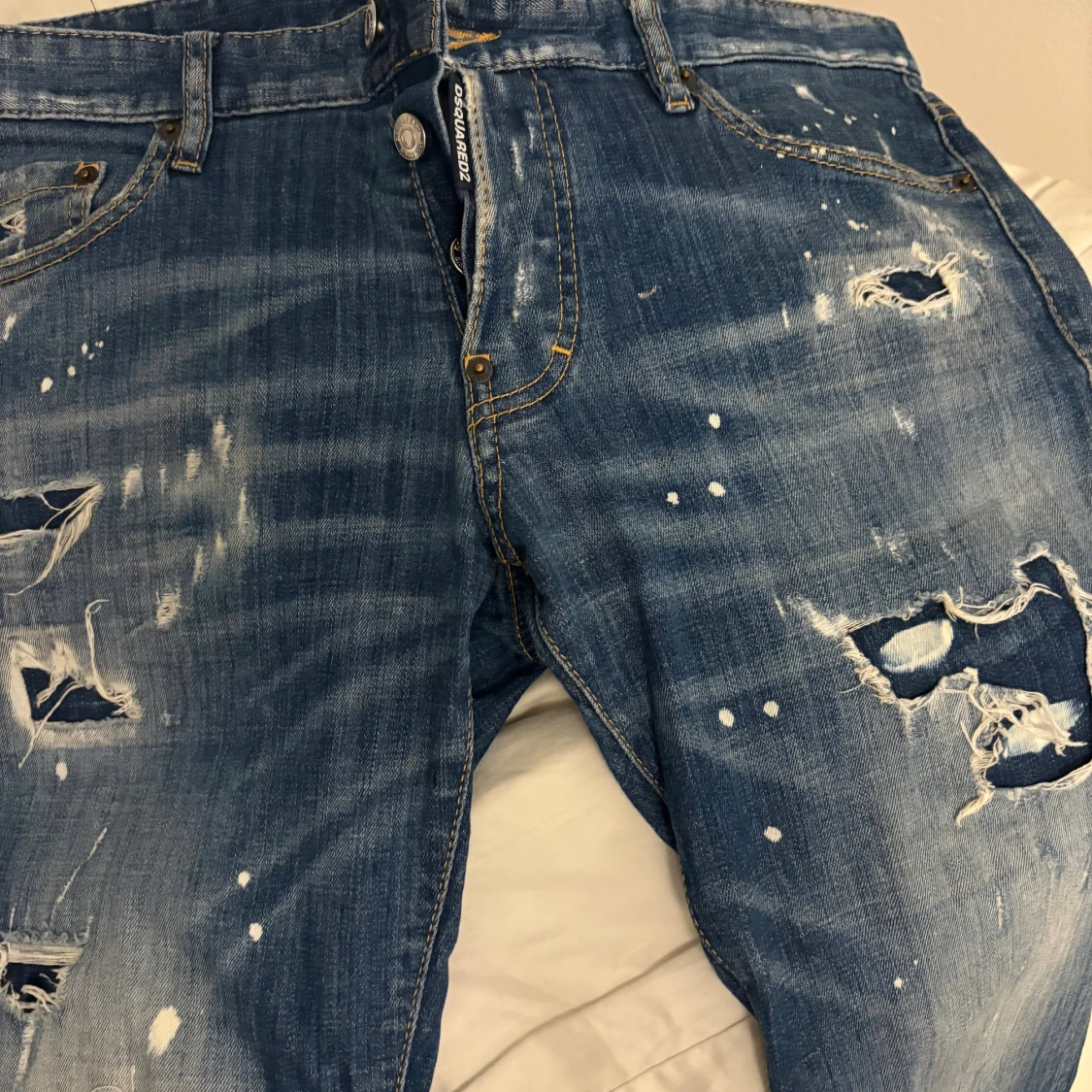 Dsquared2 blå slitna jeans med hål - 1