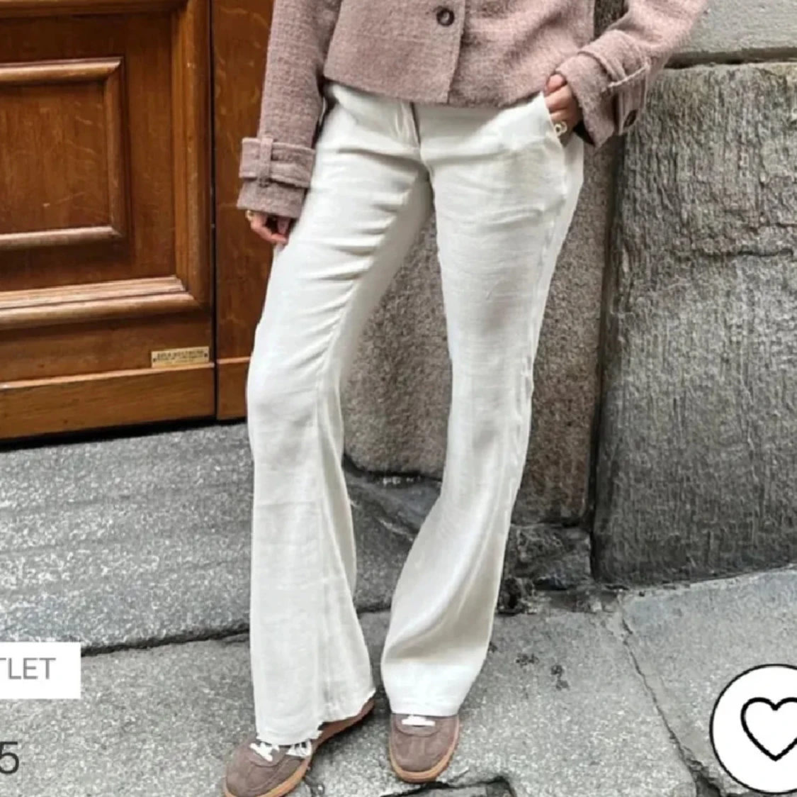 Beiga linnebyxor med bootcut - 1