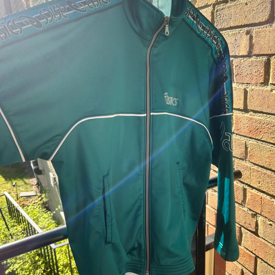 Grön vintage Asics vindjacka tracktop (M) - 3