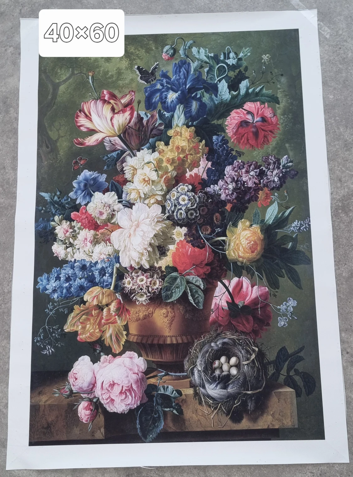 Blommor och fågelbo – konsttryck 40x60. Poster.