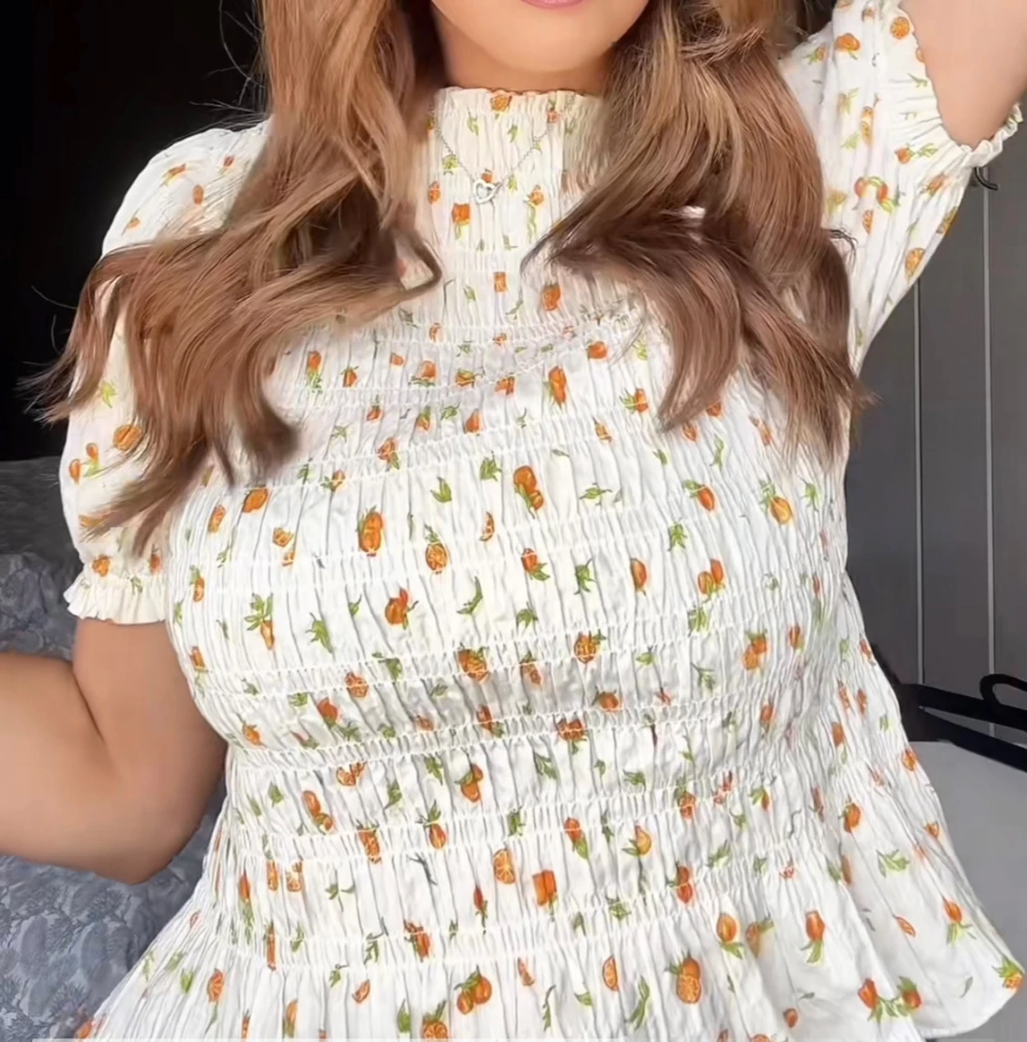 Vit blommig kortklänning med smock