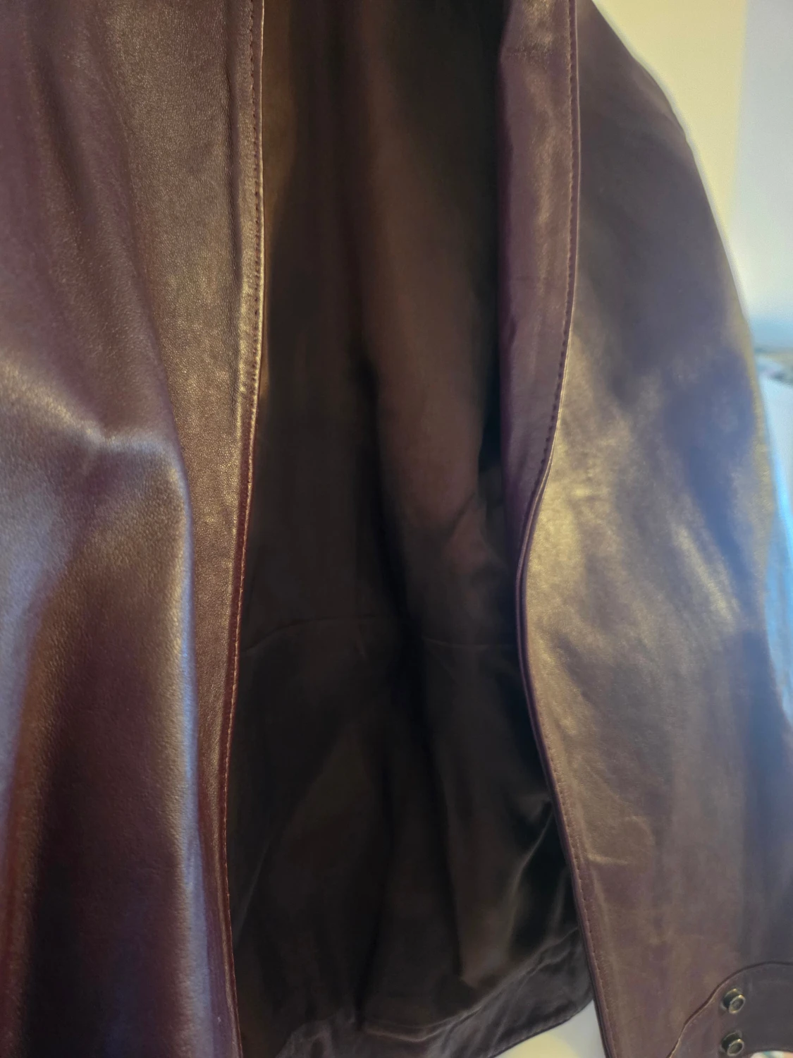 Lila/brun skinnjacka, storlek L - 3