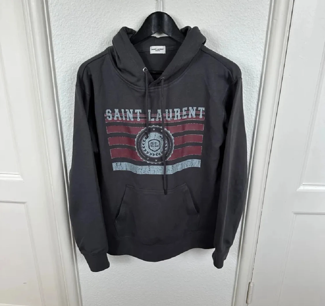 Svart Saint Laurent hoodie med tryck