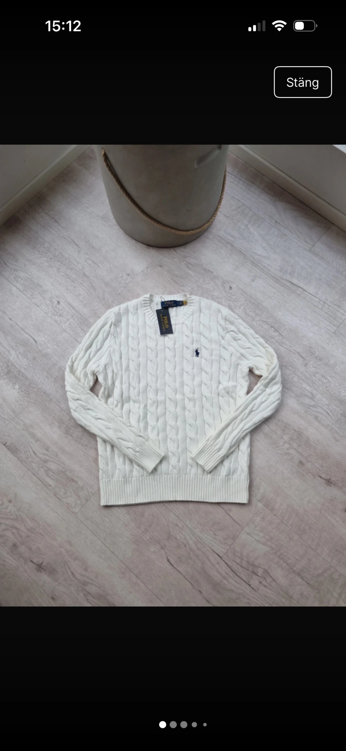 Vit kabelstickad tröja från Polo Ralph Lauren - 1